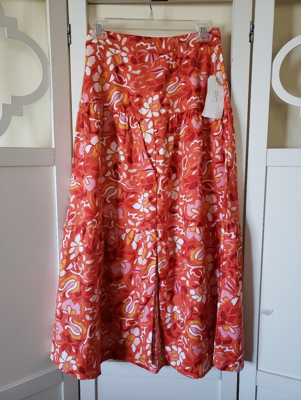 Midnight Sky Floral Midi Skirt Size Medium New With Tags